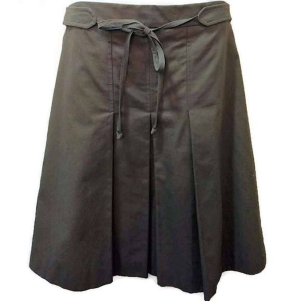 BCBGMAXAZRIA Cotton Canvas Skirt With Inverted‎ Box Pleats